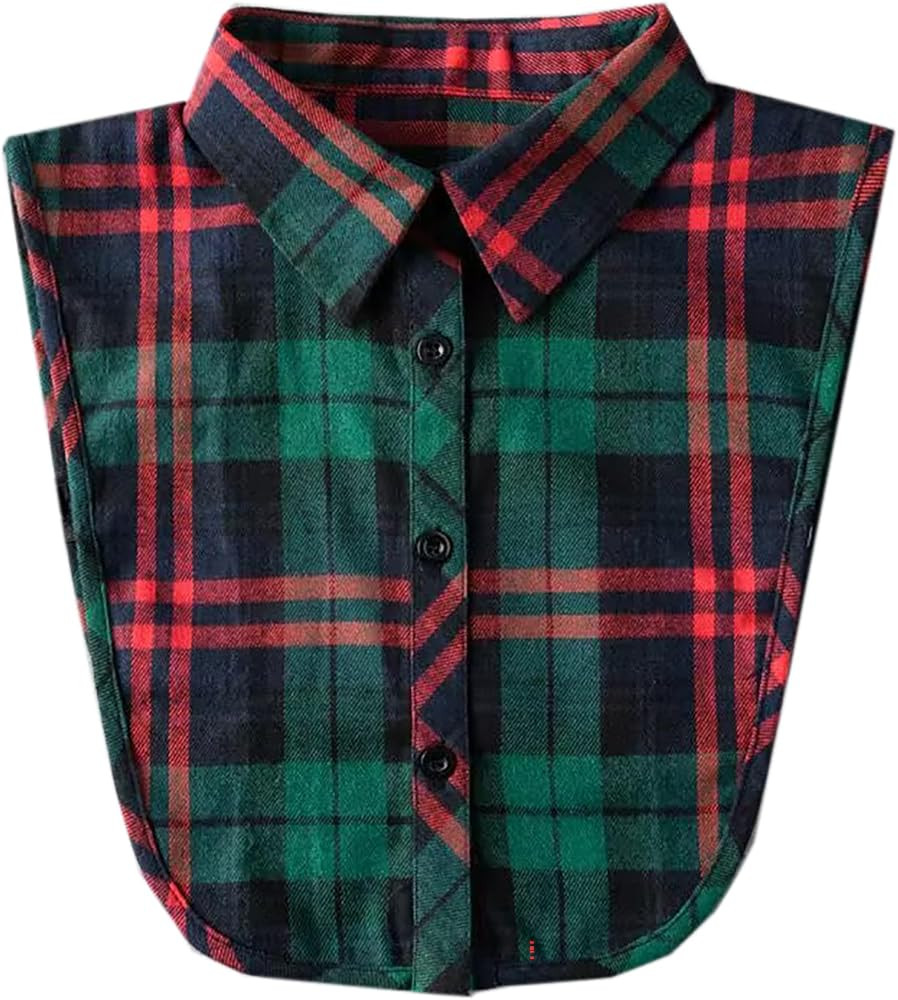 Womens Classic Plaid Fake Collar Detachable Dickey Collar Half Shirts Blouse False Collar Top for... | Amazon (US)