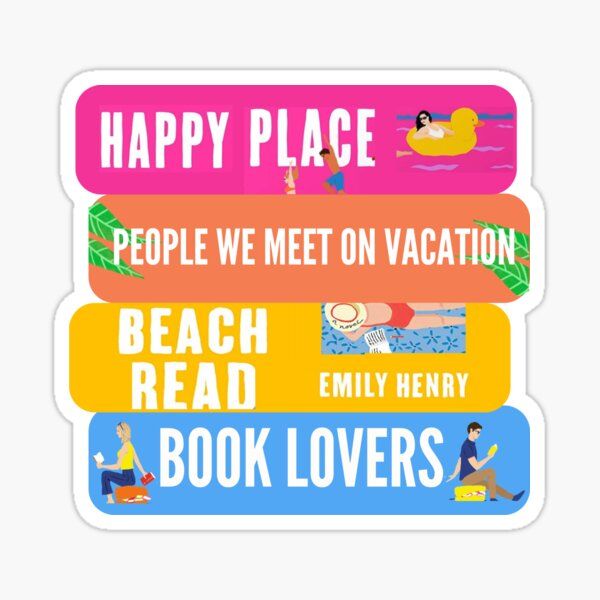 emily henry bookstack (happy place/people we meet on vacation/beach read/book lovers) Sticker | Redbubble (US)