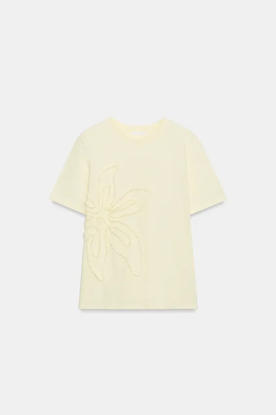 RAISED FLORAL T-SHIRT | Zara US