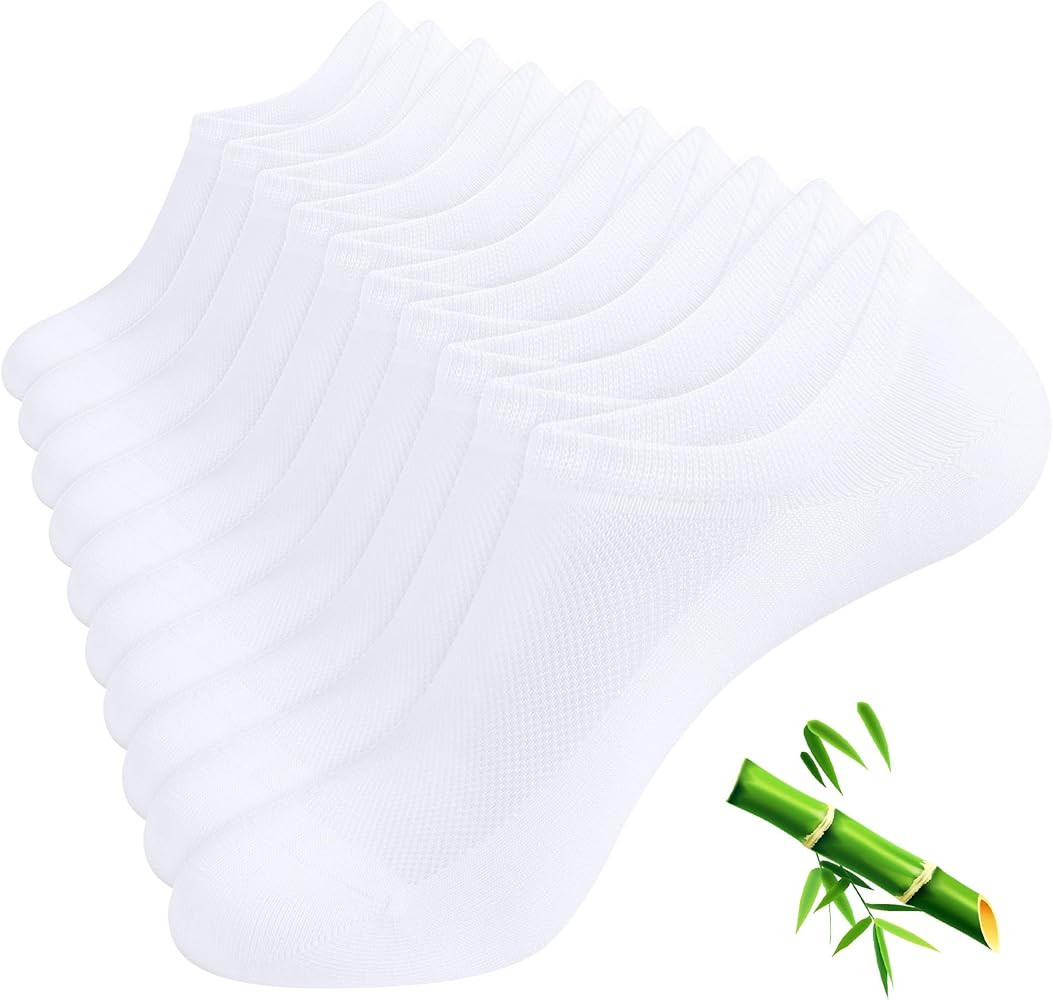 BUDERMMY Bamboo Rayon Thin No Show Socks for Men, 5 Pairs Invisible with Non-Slip Grip, Mens Brea... | Amazon (US)