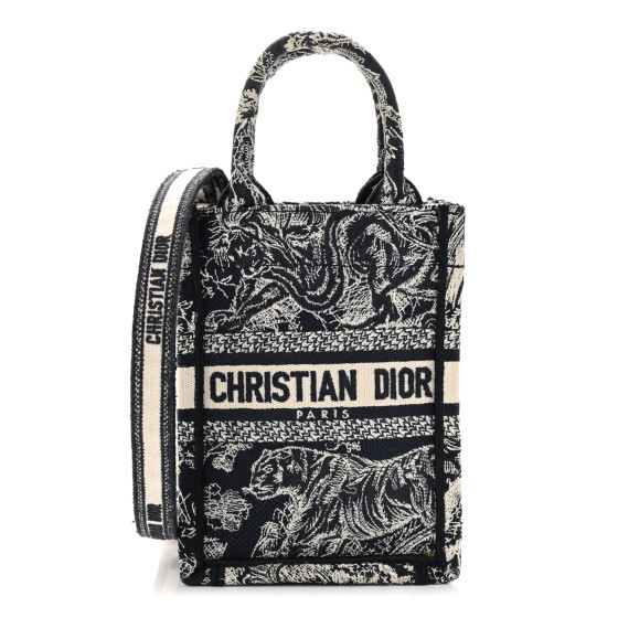 CHRISTIAN DIOR Canvas Toile de Jouy Reverse Embroidered Mini Book Tote Phone Bag Blue | FASHIONPHILE (US)
