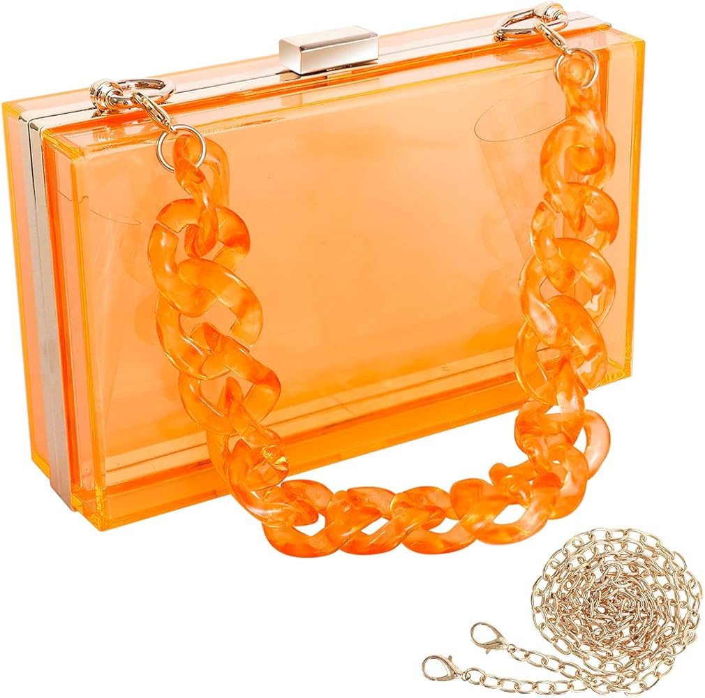 WJCD Women Clear Purse Acrylic Clear Clutch Bag Transparent Crossbody Purse Evening Bag (Double C... | Amazon (US)