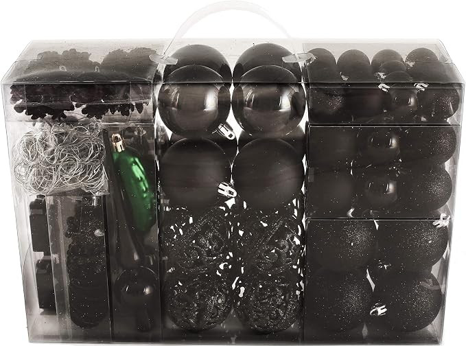BRUBAKER 102 Pack Assorted Christmas Ball Ornaments - Shatterproof - with Green Pickle and Tree T... | Amazon (US)