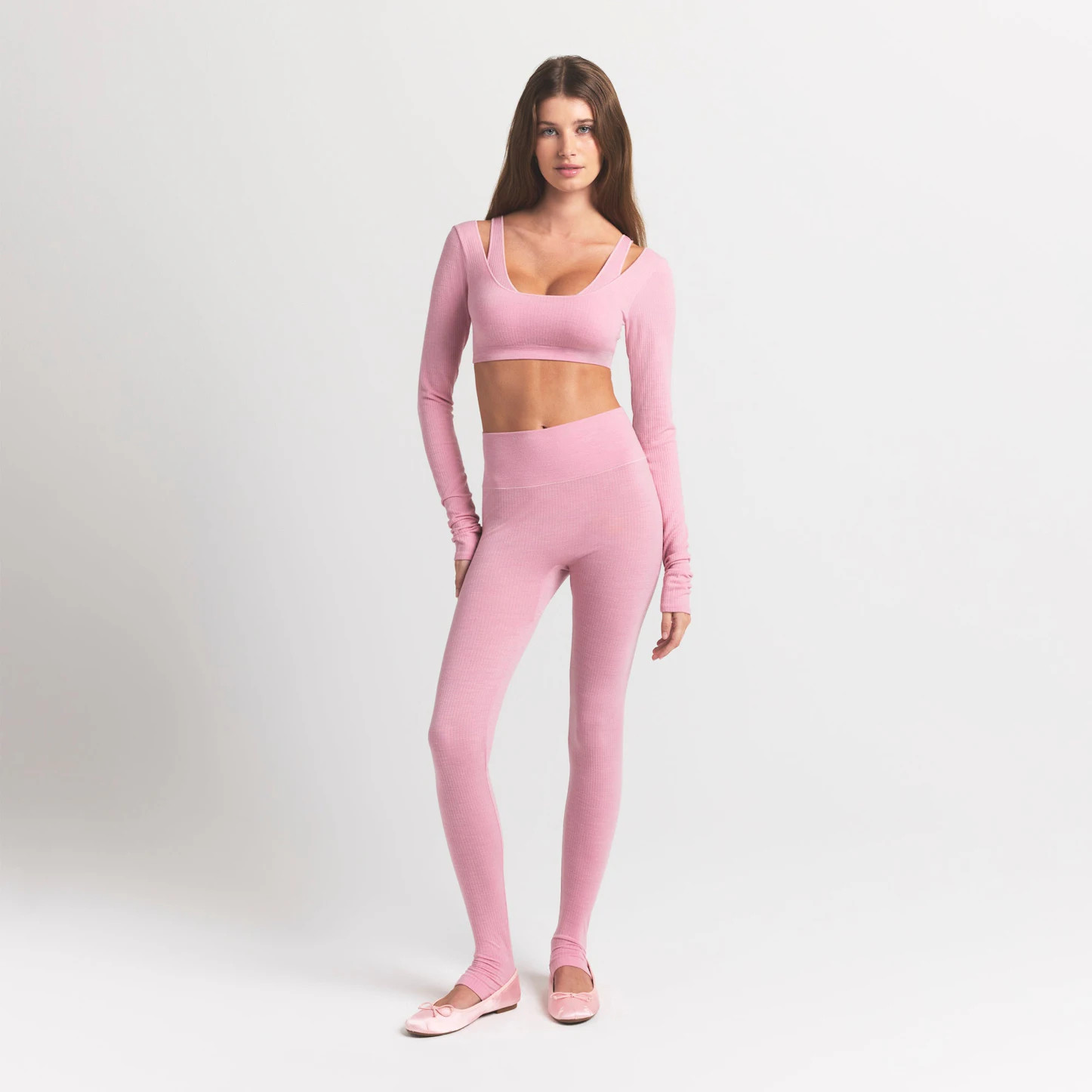 WOOL RIB LONG SLEEVE SUPER CROPPED TOP | HALITE | SKIMS | SKIMS (US)