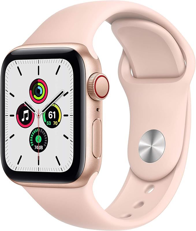 Apple Watch SE GPS + Cellular 40mm Gold Aluminum w Pink Sand Sport Band | Amazon (US)