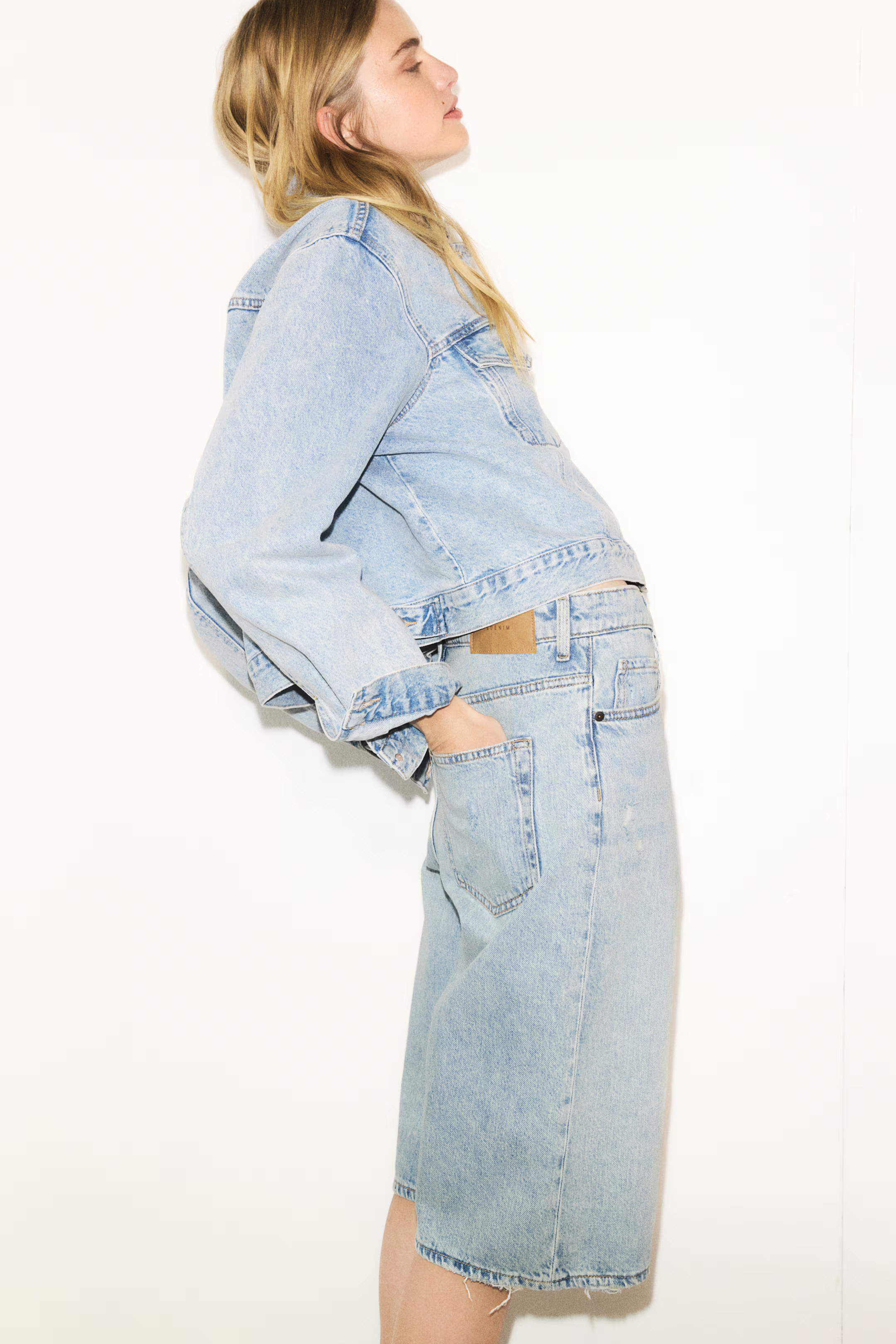 High-Waist Knee-Length Denim Shorts | H&M (US + CA)