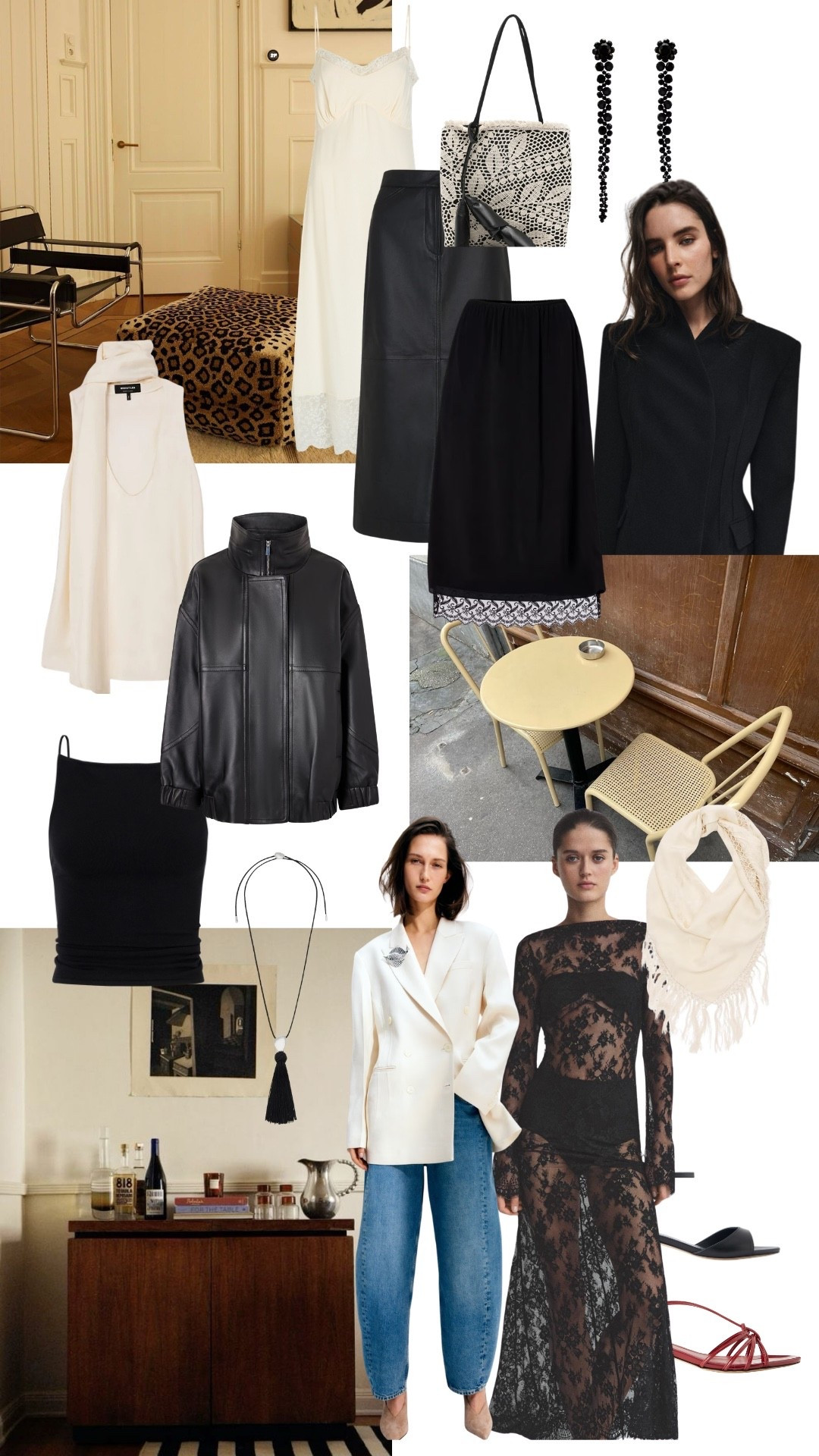 Date Night Outfit Inspiration | Date night outfit | Lace Dress | oversized leather jacket | silk scarf 

#LTKuk #LTKspring #LTKdatenight