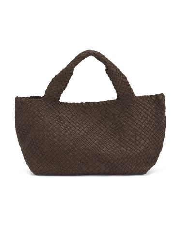 Made In Italy Leather Woven Tote | TJ Maxx