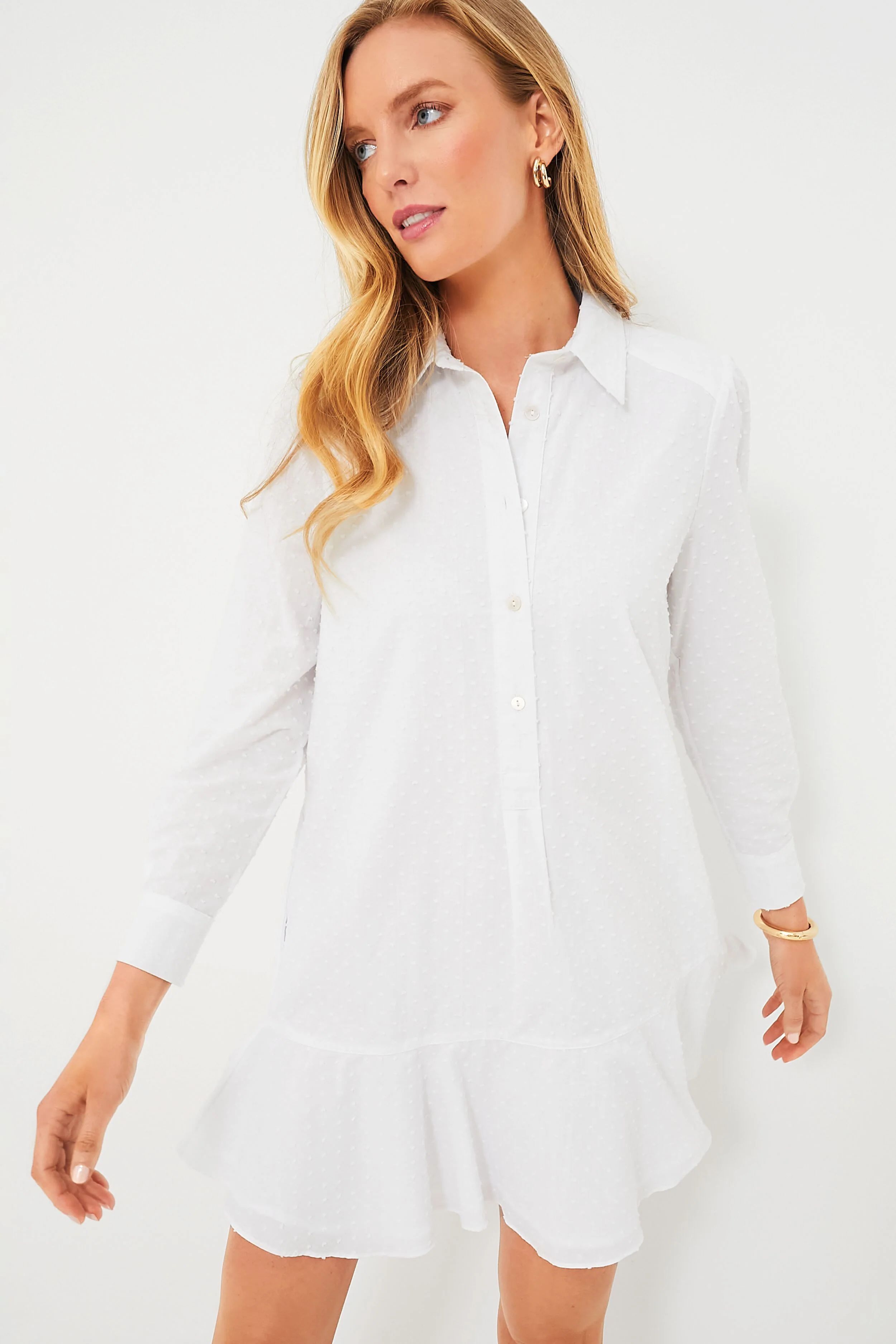 White Swiss Dot Callahan Shirt Dress | Tuckernuck (US)