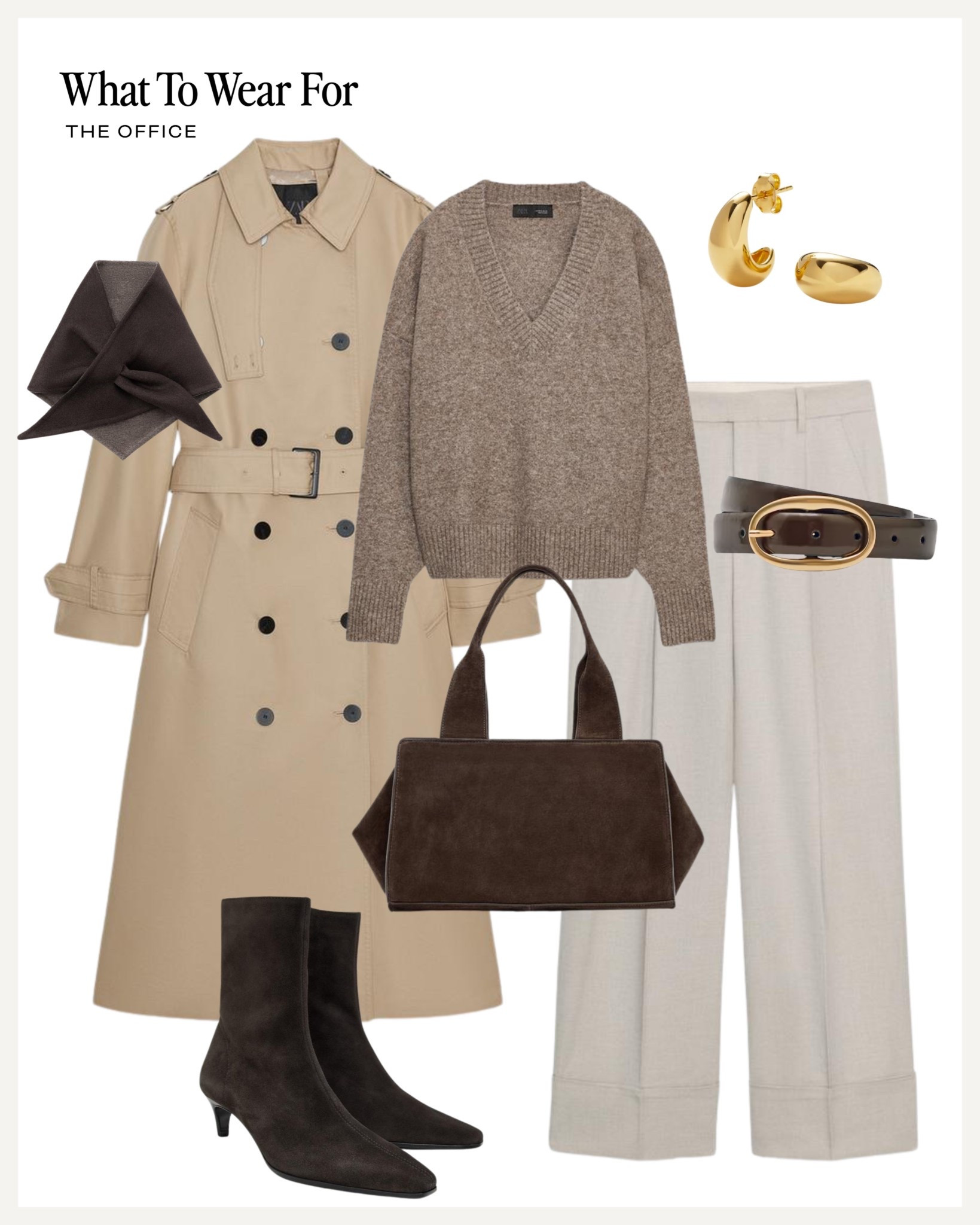 Autumn outfit inspo 🍂 

Workwear / office outfits / trench coat / Zara new in / neutral style / brown boots 

#LTKworkwear #LTKuk #LTKautumn