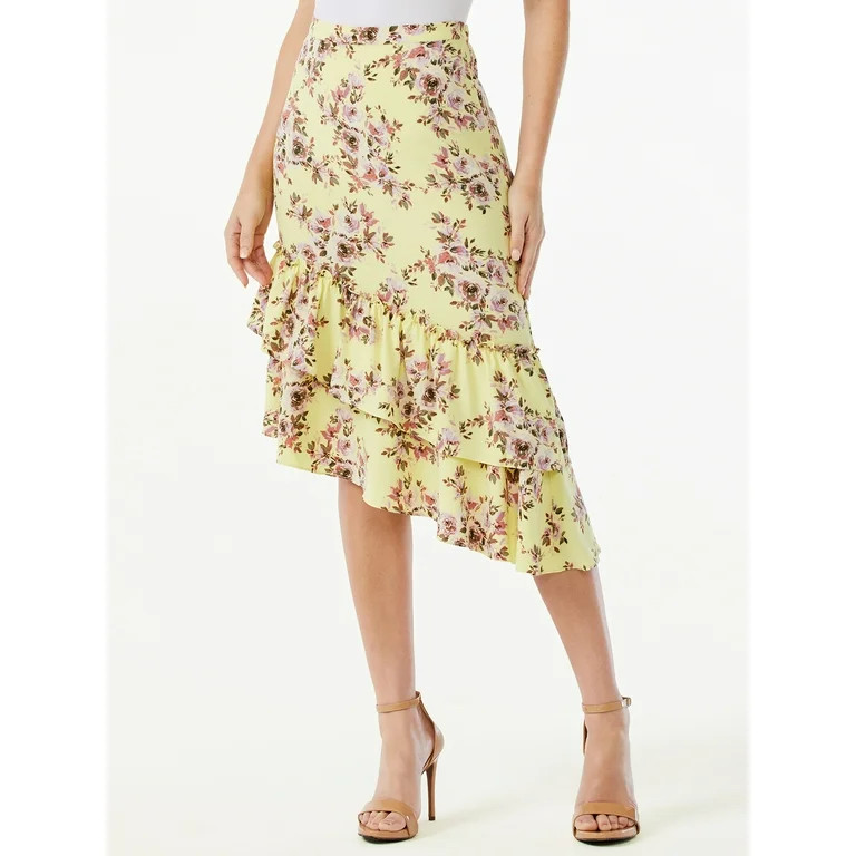 Sofia Jeans by Sofia Vergara Women's Stretch Asymmetrical Double Ruffle Skirt | Walmart (US)