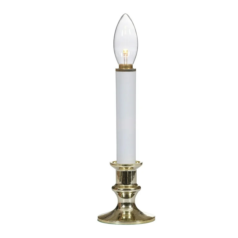Battery-Operated LED Flameless Christmas Candle with Gold Base, Holiday Time | Walmart (US)