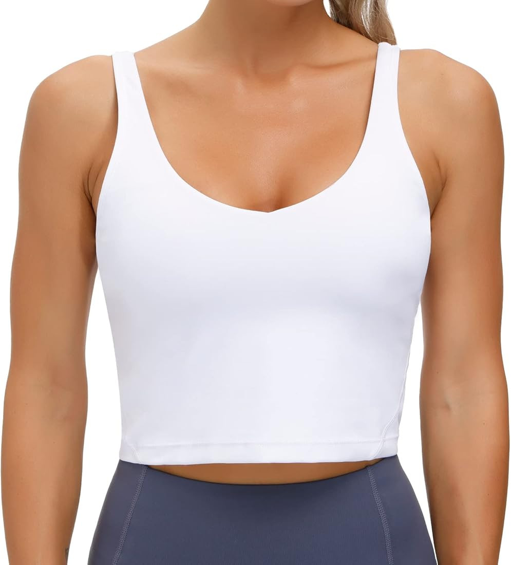 Wjustforu Women Sports Bra Yoga Tank Longline Padded Workout Crop Tank Top Fitness Workout Running T | Amazon (CA)