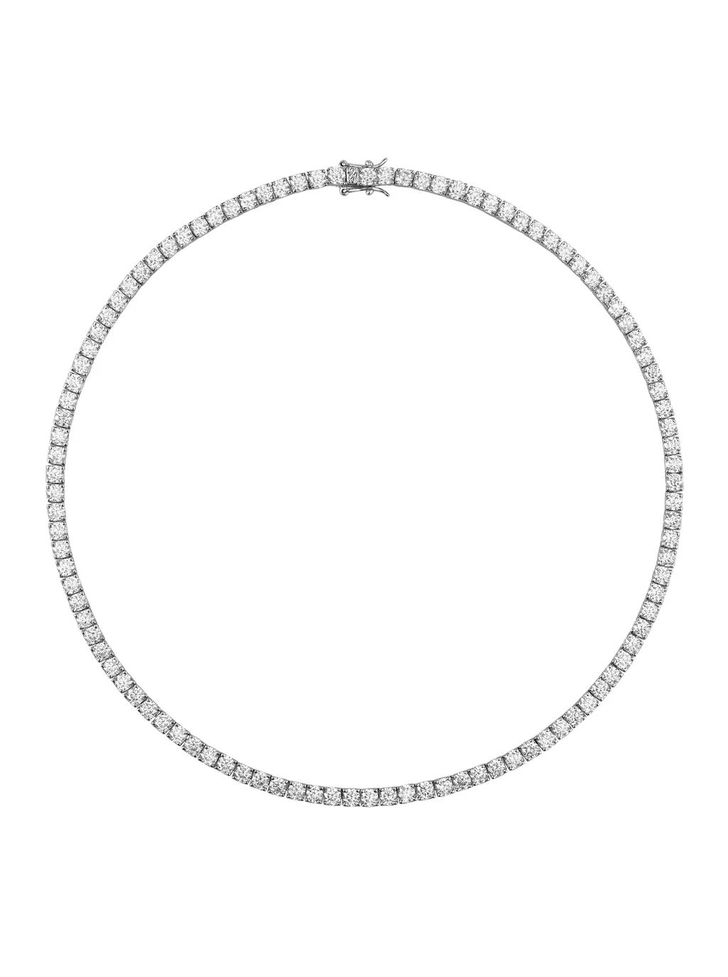 KATE ROUND CUT, LAB-GROWN WHITE SAPPHIRE SILVER RIVIERE NECKLACE | Dorsey
