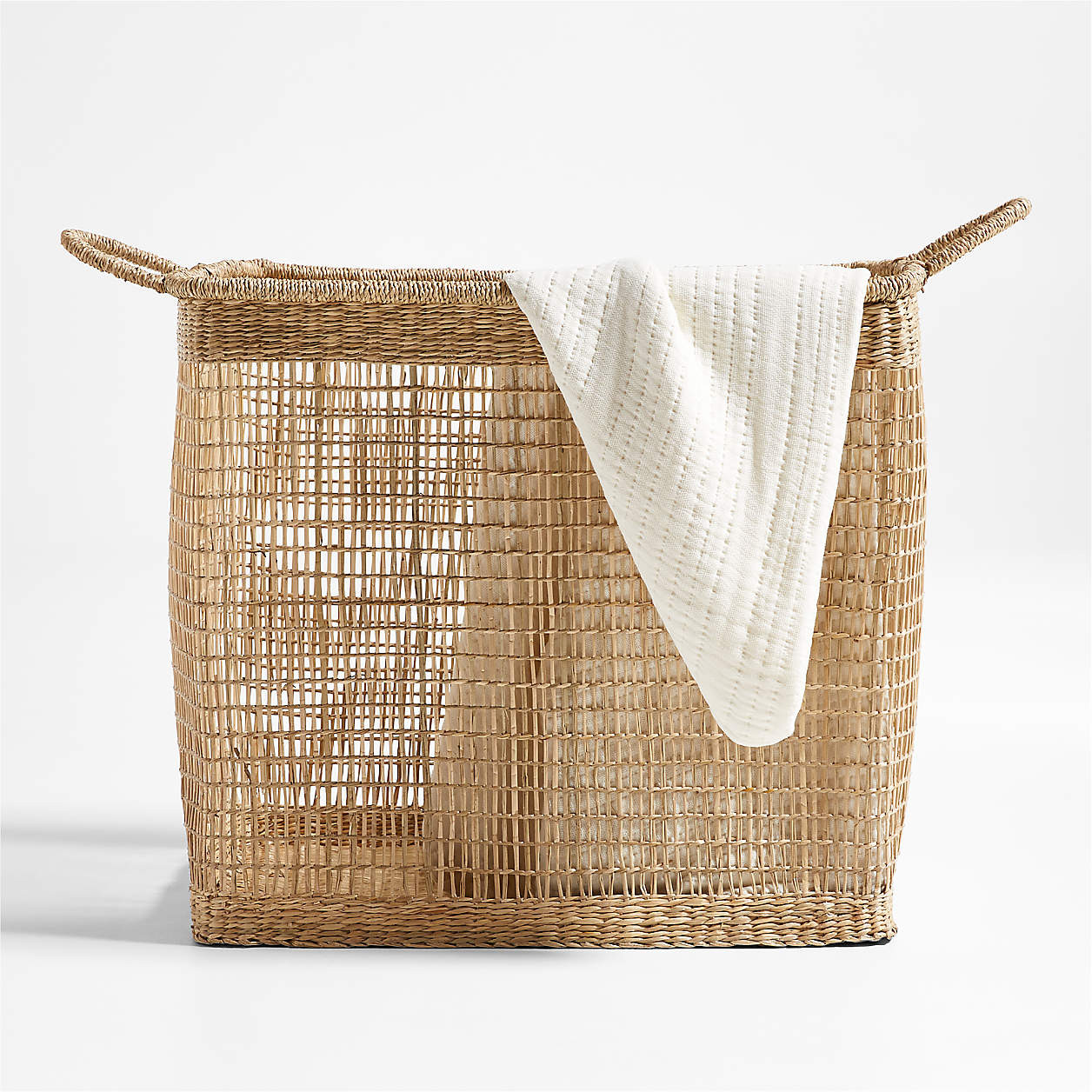 Rybak Medium Square Woven Decorative Blanket Basket + Reviews | Crate & Barrel | Crate & Barrel