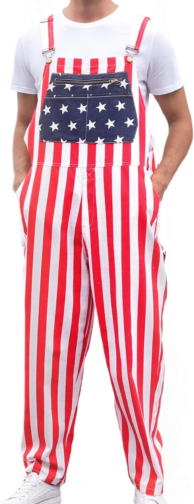 American Flag Overalls Men USA Overalls America Bib Overall Red White Blue Striped Coveralls Fash... | Amazon (US)