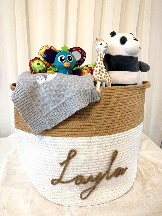 NEW  Personalised Woven Rope Baskets Nursery Toy Basket | Etsy | Etsy (US)