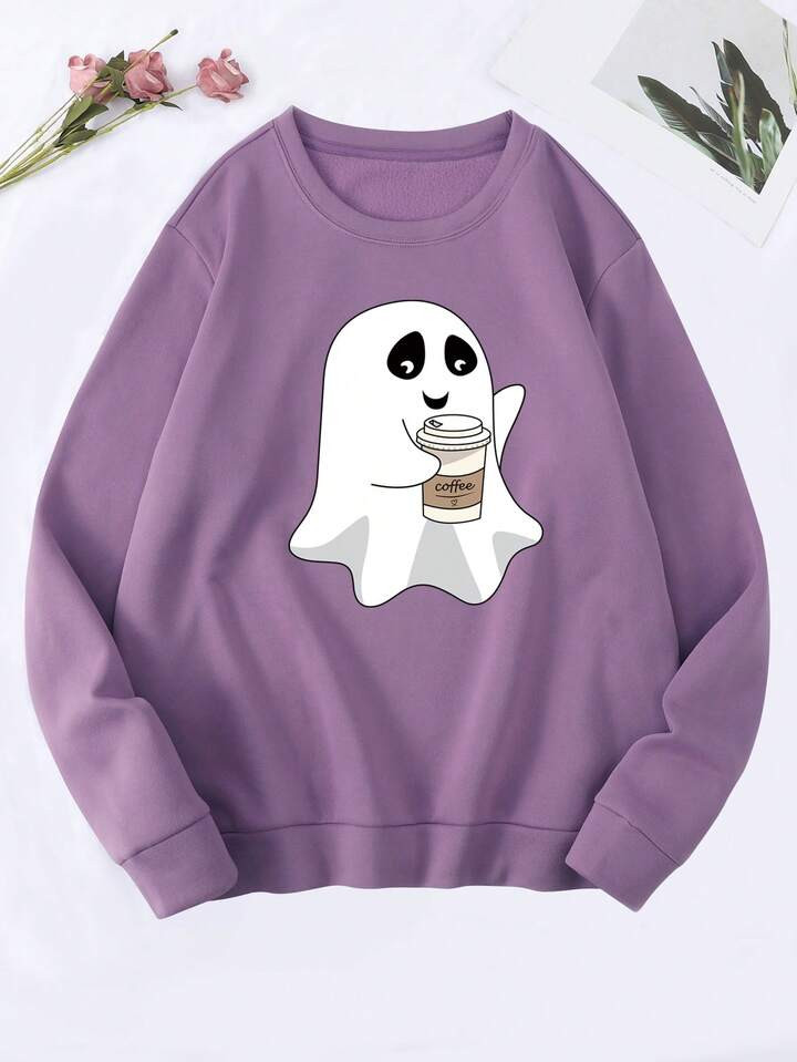 Ghost Print Thermal Lined Sweatshirt | SHEIN