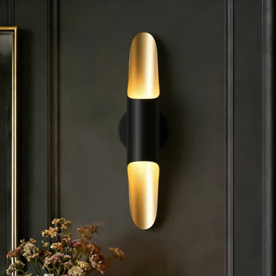 Modern Black Gold Cylinder Wall Sconce | Wayfair North America