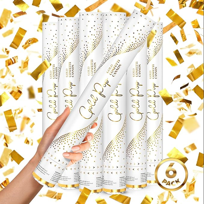 GOLD Confetti Poppers - 16" BIODEGRADABLE GOLD Confetti Cannon, Rose Gold Confetti Party Poppers,... | Amazon (US)