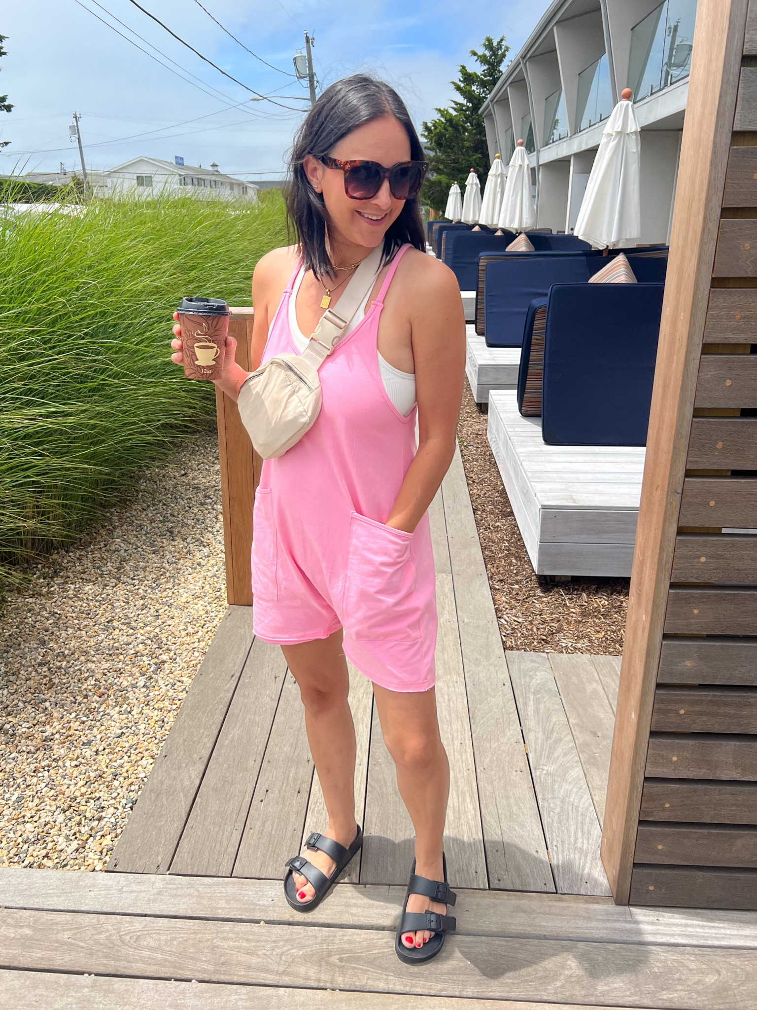 #traveloutfit #romper #overalls #freepeopledupe #momoutfit 
I will be LIVING in this romper all summer! Wearing size small. Ordered a few other colors already!

#LTKFind #LTKunder50 #LTKtravel
