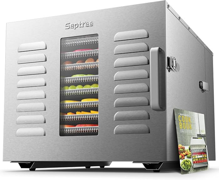 Commercial 10 Trays Food Dehydrator Machine for Jerky and Herbs Usable Area up to 24.65ft² and 194℉ Temperature 1000W Detachable Stainless Steel Dryer for Meat Fruit Mushrooms Beef Food Secret Silver | Amazon (US)