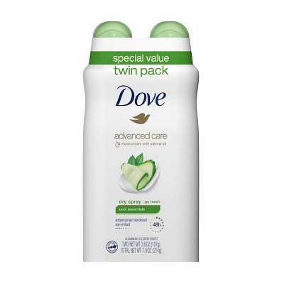 Dove Beauty Advanced Care Cool Essential Dry Spray Antiperspirant & Deodorant Twin Pack - 3.8oz/2ct | Target