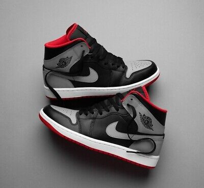 Nike Air Jordan 1 Mid Bred Shadow Black Red DQ8426-006 Men's Sneaker New | eBay US