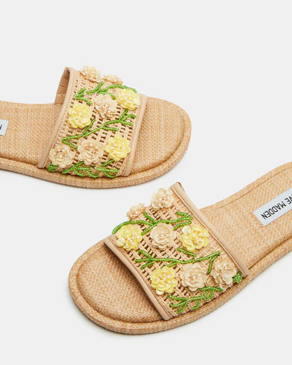 PICNIC Floral Multi Raffia Slide Sandals | Women's Sandals | Steve Madden (US)