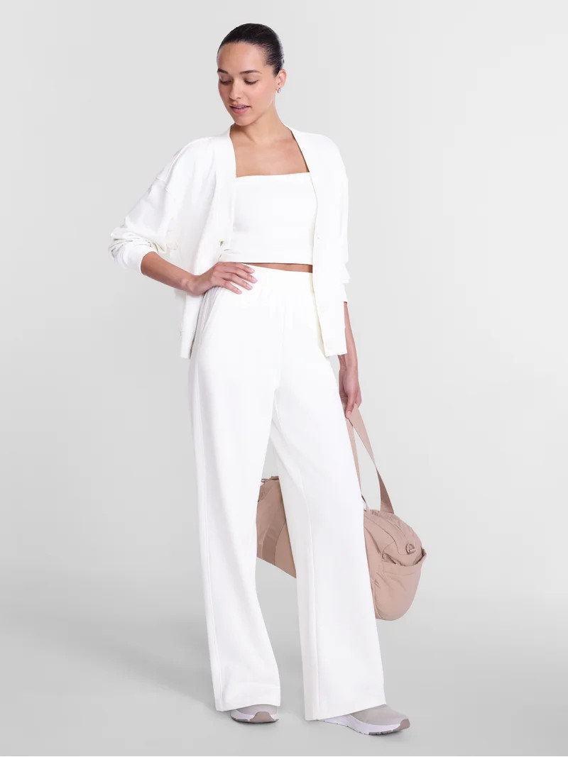 Athletic Works Women's and Women's Plus French Terry Wide Leg Pants, 31" Inseam, Sizes XS-4X | Walmart (US)