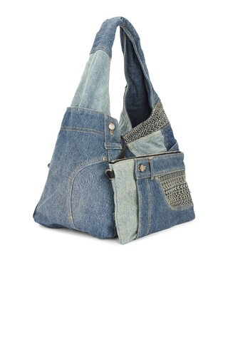 Marc Jacobs The Deconstructed Denim Sack Bag in Indigo Multi from Revolve.com | Revolve Clothing (Global)