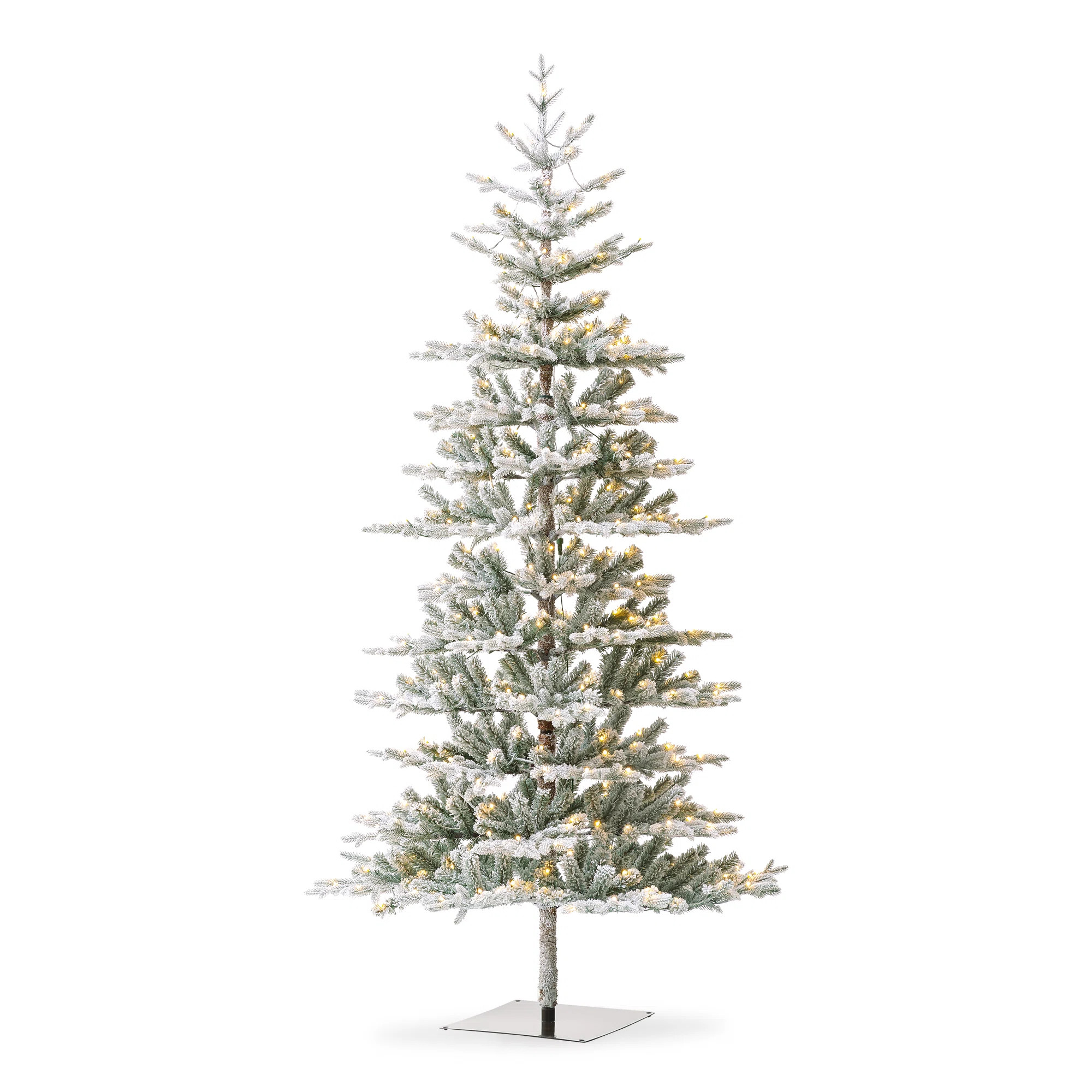 The Holiday Aisle® Johvan Deluxe Pre-Lit Slender Flocked Realistic Fir Christmas Tree with Twink... | Wayfair North America