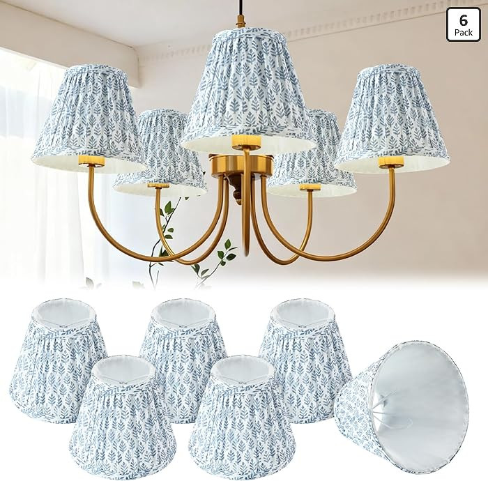VIHOSE 6 Pcs Pleated Chandelier Lamp Shades 3" Top x 5.5" Bottom x 4.7" Slant Small Lampshades Cl... | Amazon (US)