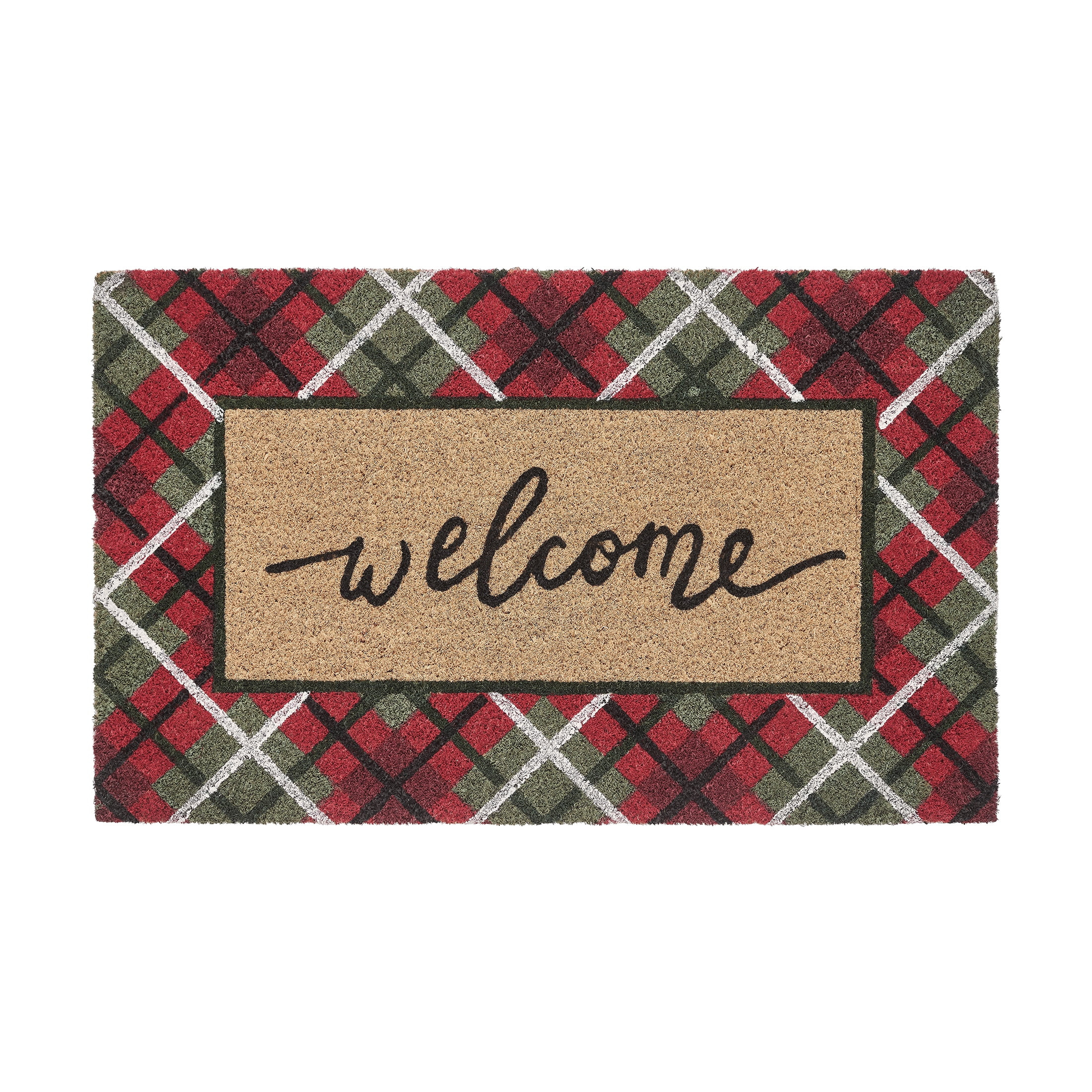 My Texas House Multicolor Plaid Outdoor Coir Doormat, 18" x 30" | Walmart (US)