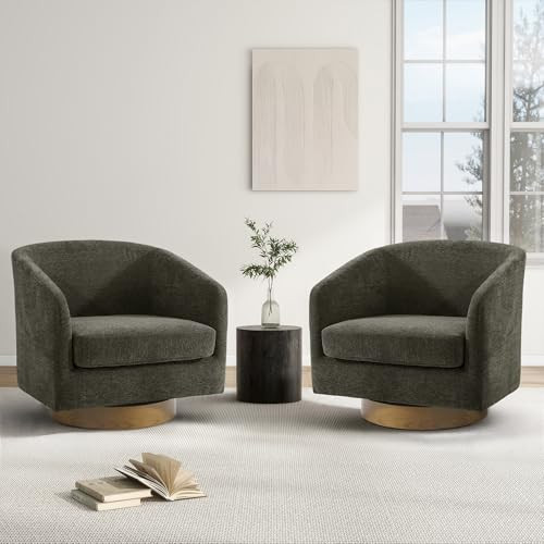 DREAMSIDEA Oversized Swivel Barrel Accent Chair Set of 1, Tan | Amazon (US)