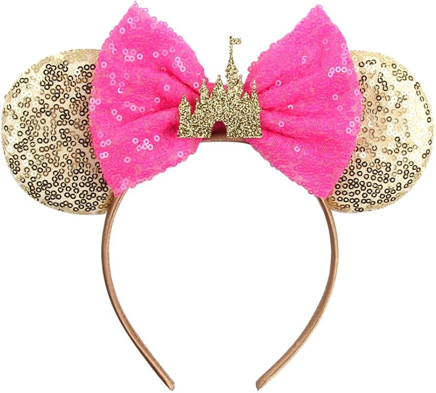 Foeran Mouse Ears Headbands Shiny Bows Mouse Ears Glitter Party Princess Decoration Cosplay Costu... | Amazon (US)