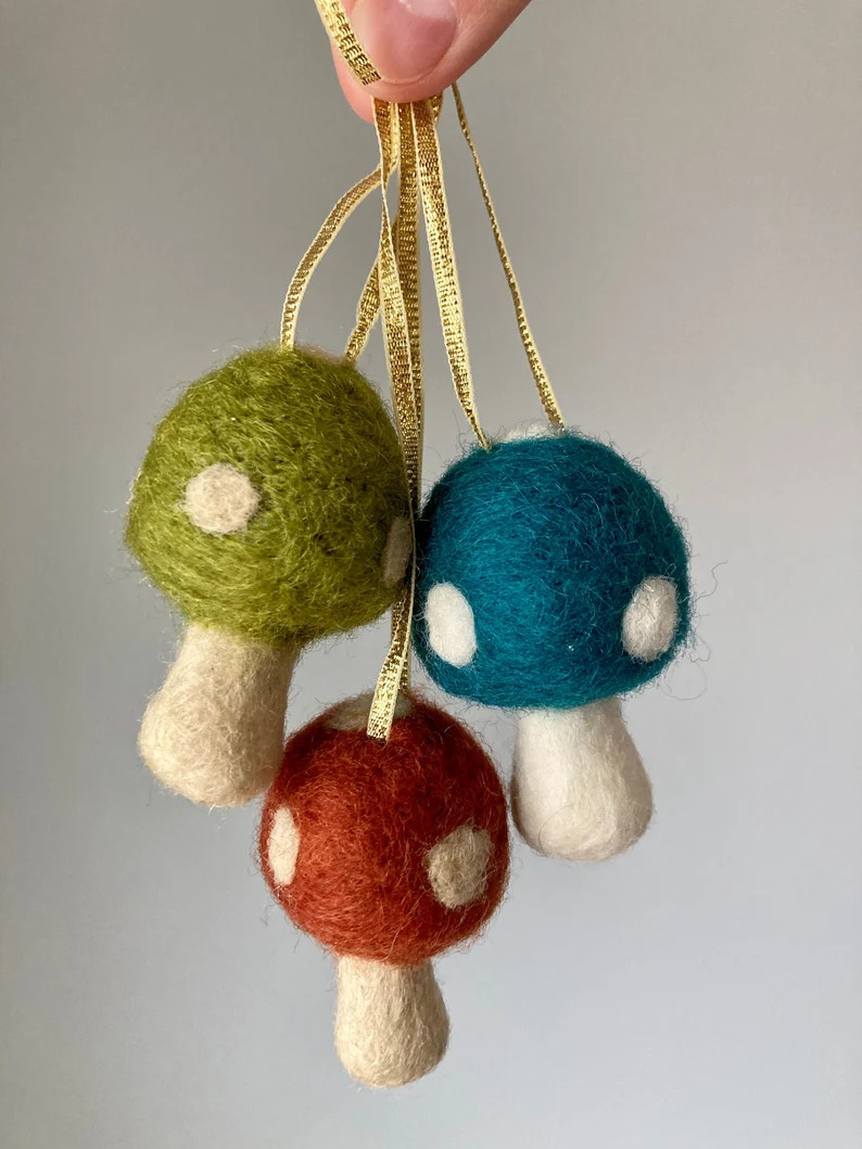 Felt Mushroom Ornament, Holiday and Christmas Decor, Gift Ideas - Etsy | Etsy (US)