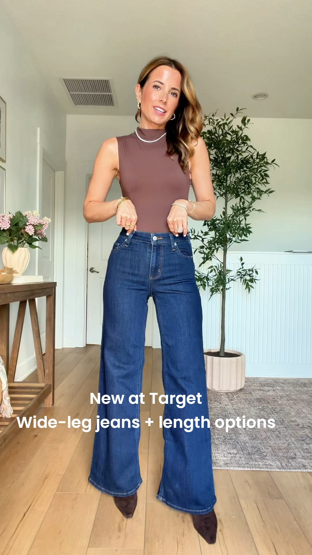 New Target arrivals. Fall style. Summer outfit. Summer style. Elevated casual outfit. Date night outfit. Wide leg jeans in 00 short. Bodysuit in XS. 
#LTKootd #LTKTravel #LTKWorkwear