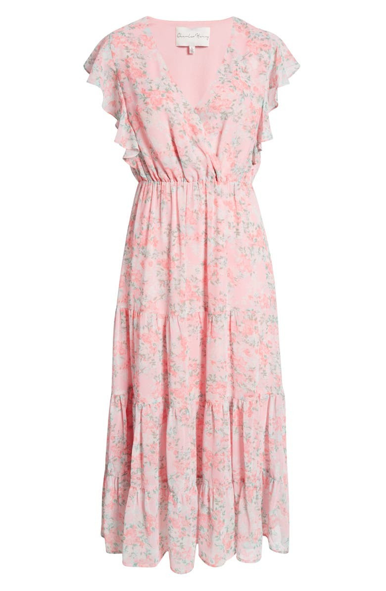 Ruffle Sleeve Floral Faux Wrap Dress | Nordstrom