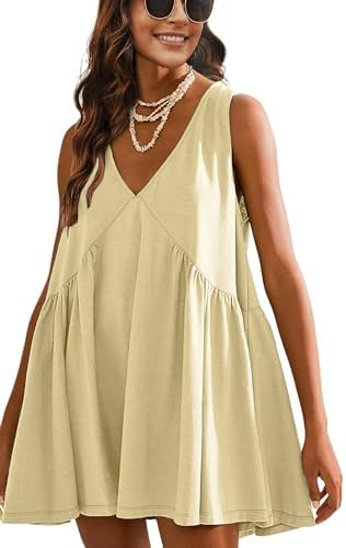 Athlisan Womens Summer Sleeveless Mini Dress Casual Loose V Neck Sundress with Pockets | Amazon (US)
