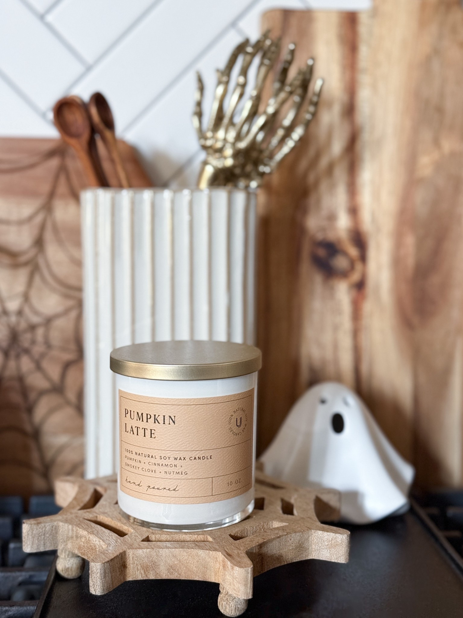 If you’re a fall girl but can’t handle super strong scents, this one’s for you. The pumpkin latte candle smells warm, cozy, & soft, like a quiet October morning. Not sugary. Not overwhelming. Just clean fall vibes with cinnamon, nutmeg, clove, + a touch of pumpkin. It’s hand-poured, soy wax, & gives my kitchen the best little mood. Also tagging the new Sugar Cookie scent for winter. 

pumpkin latte candle - fall candle kitchen - cozy home decor - neutral Halloween decor - best fall candles - soy wax candle - subtle pumpkin scent - cinnamon nutmeg candle - neutral fall decor - Halloween home aesthetic - LTK fall finds - hand poured candle - soft fall scent - pumpkin latte vibes - kitchen counter decor - Uncommon James 

#LTKSeasonal #LTKHome #LTKU