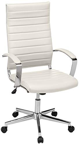 Amazon Basics High-Back Executive Swivel Office Desk Chair with Ribbed Puresoft Upholstery - White,  | Amazon (US)