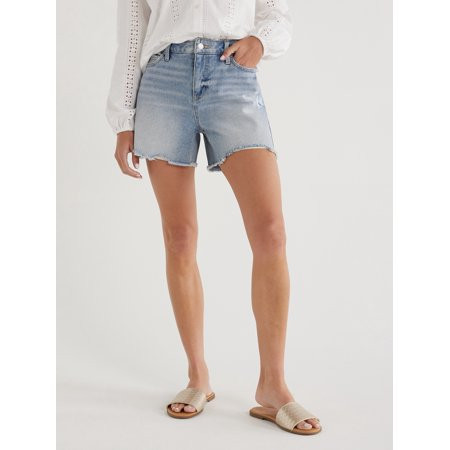 Time and Tru Women s Denim Shorts with Destructed Hem 4 Inseam Sizes 2-18 | Walmart (US)