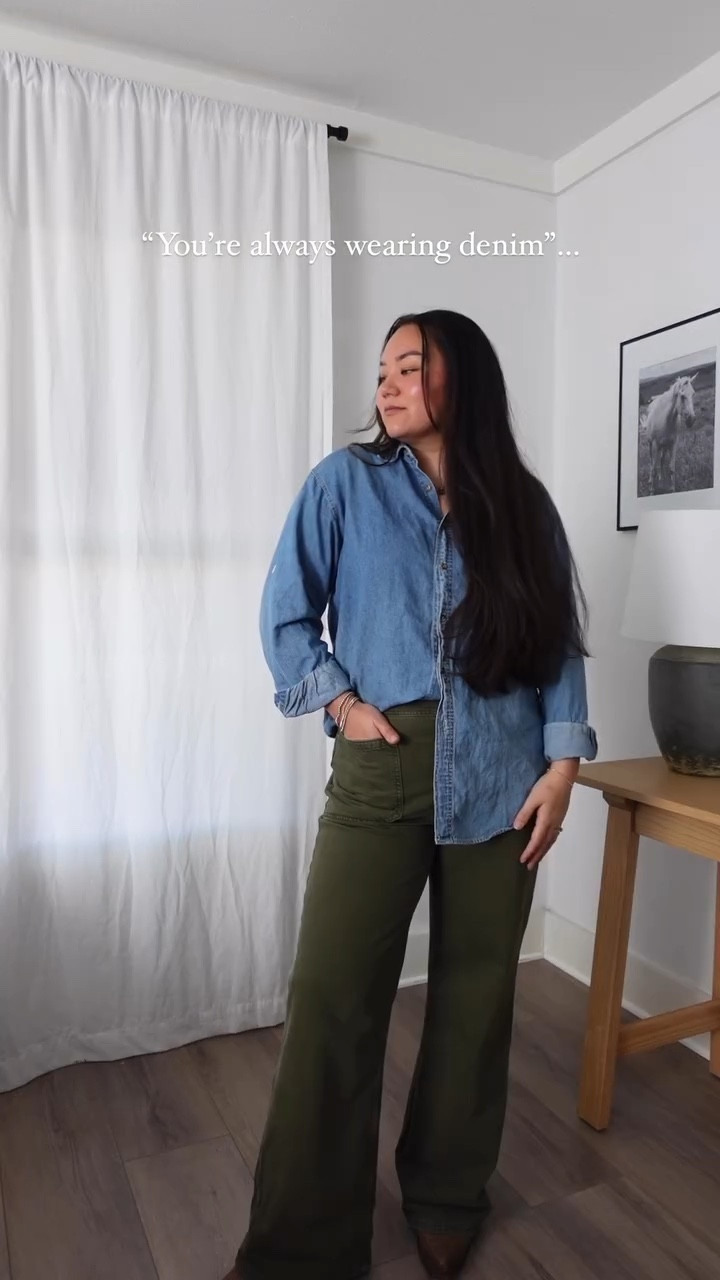 It’s timeless, comfy and SO versatile✨ 
My favorite thing about denim is anyone can find pieces to fit their style and budget 

•
•

______
denim style/denim shirt/denim jacket/wrangler/thrift style/thrift finds/casual chic/tecovas/winter boots/new balance/winter outfits #winteroutfitideas #winteroutfitinspo #winteroutfits #tecovas #denimlove #thriftstyle #casualchicstyle