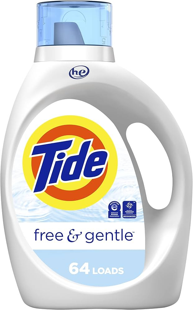 Tide Free & Gentle Laundry Detergent Liquid Soap, 64 Loads, 92 Fl Oz, He Compatible | Amazon (US)