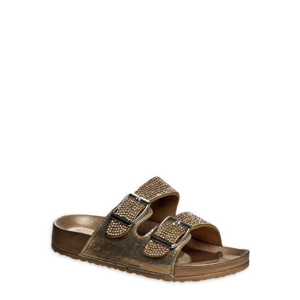 Badgley Mischka Girls Metallic Two Buckel Footbed Sandal (Little Girls & Big Girls) | Walmart (US)