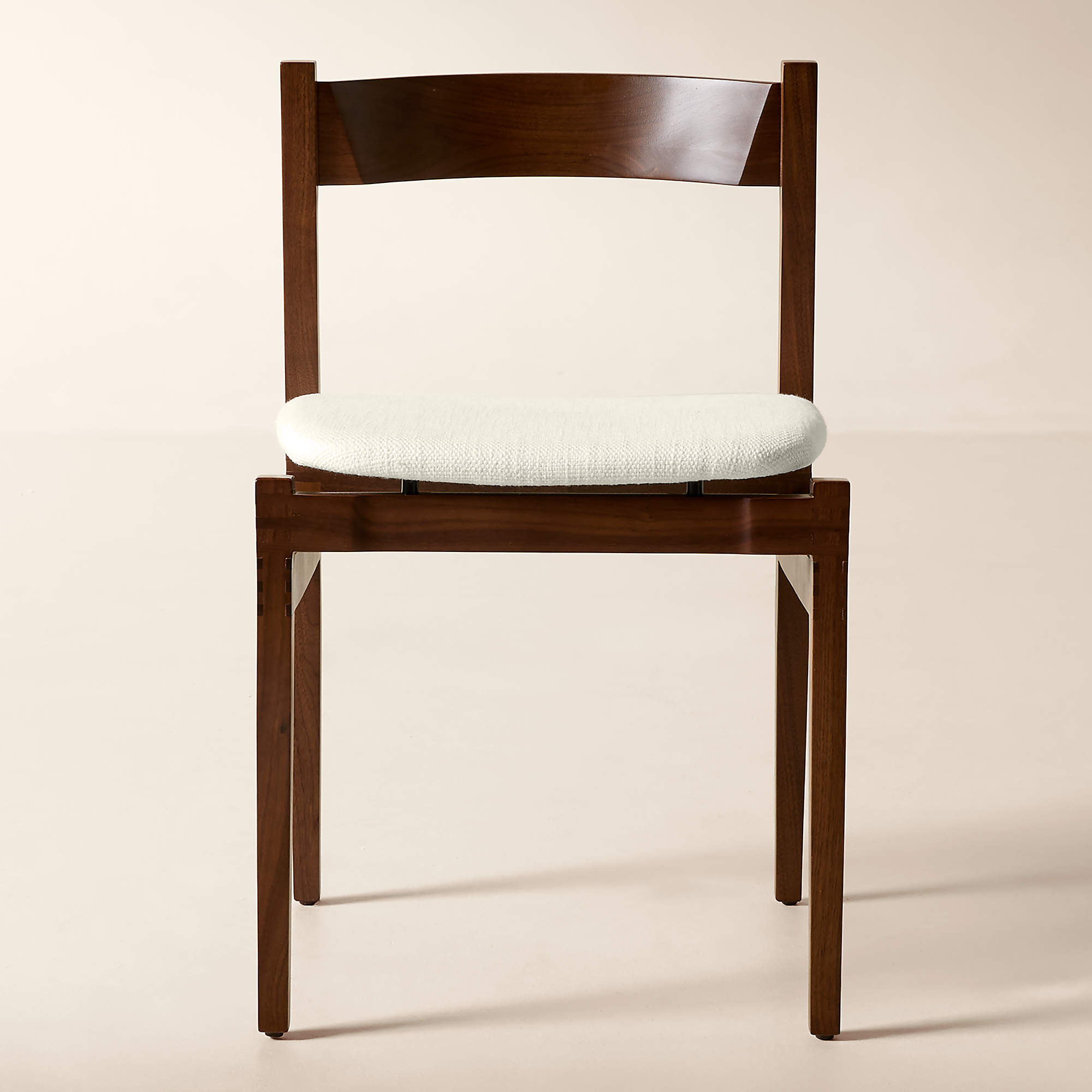 Ambrogio Walnut Wood and White Upholstered Dining Chair by Gianfranco Frattini | CB2 | CB2