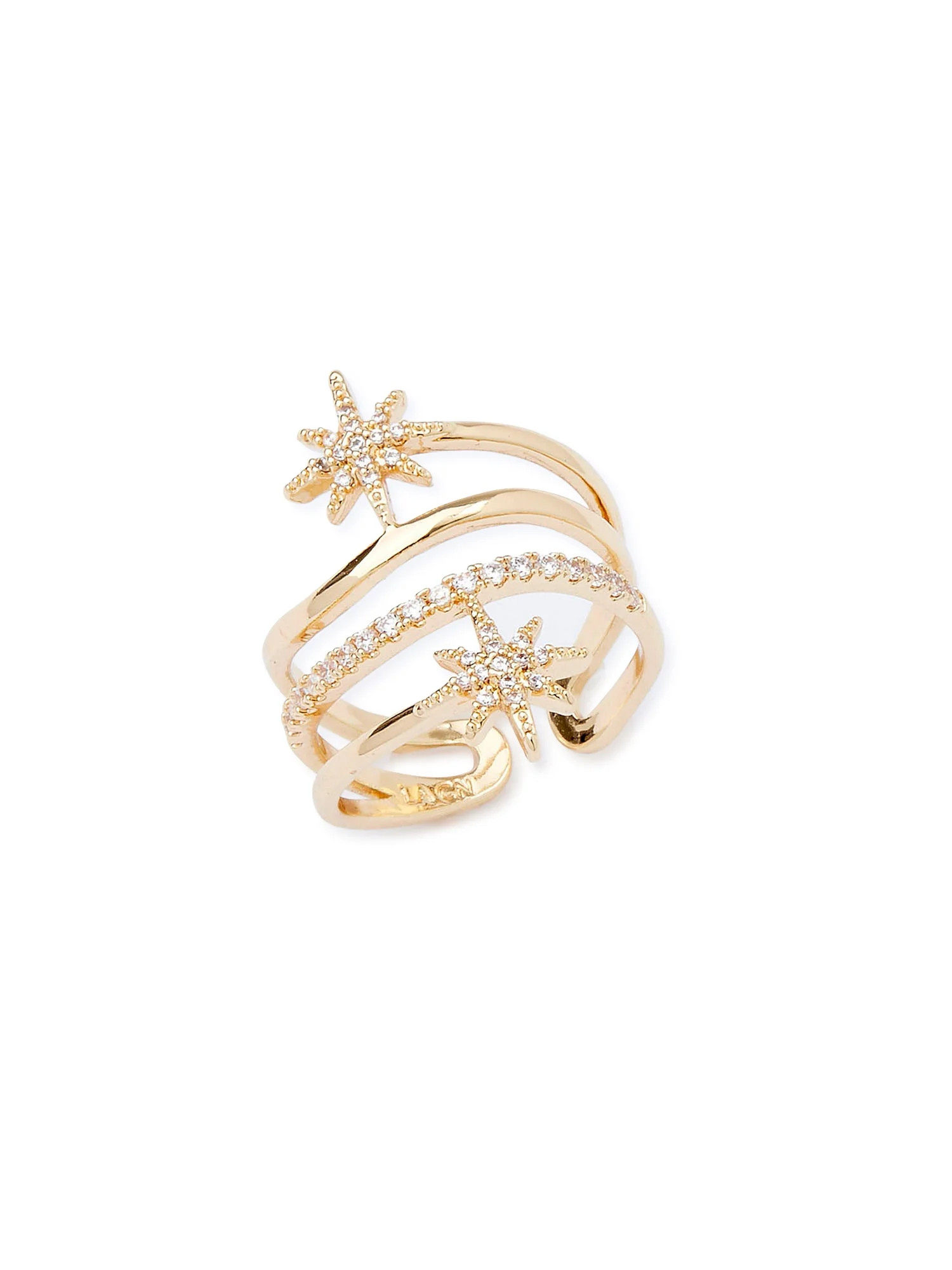 Scoop Womens 14K Gold Flash-Plated Crystal Adjustable Ring - Walmart.com | Walmart (US)