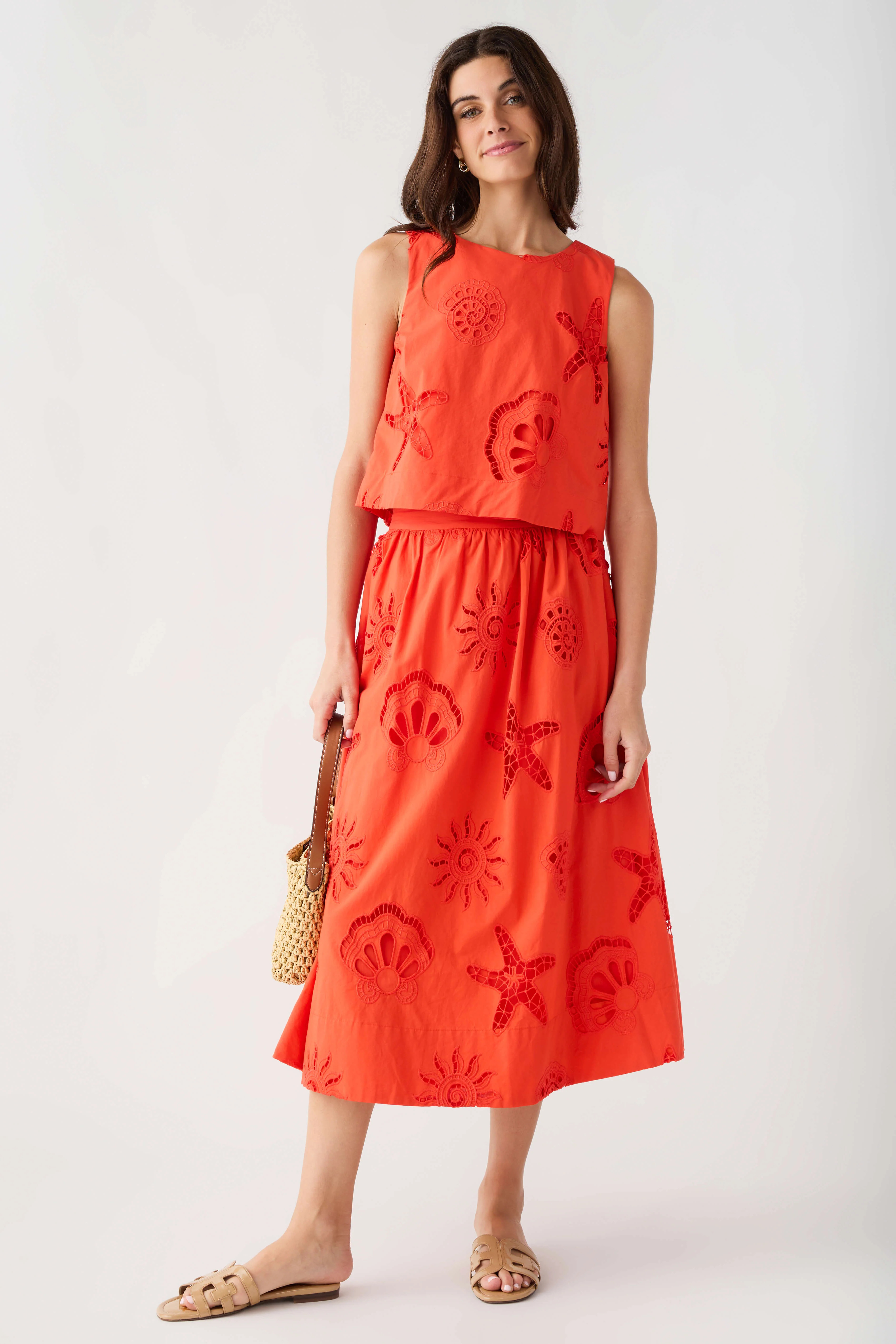 Skies Are Blue Summer Eyelet Midi Skirt | Social Threads