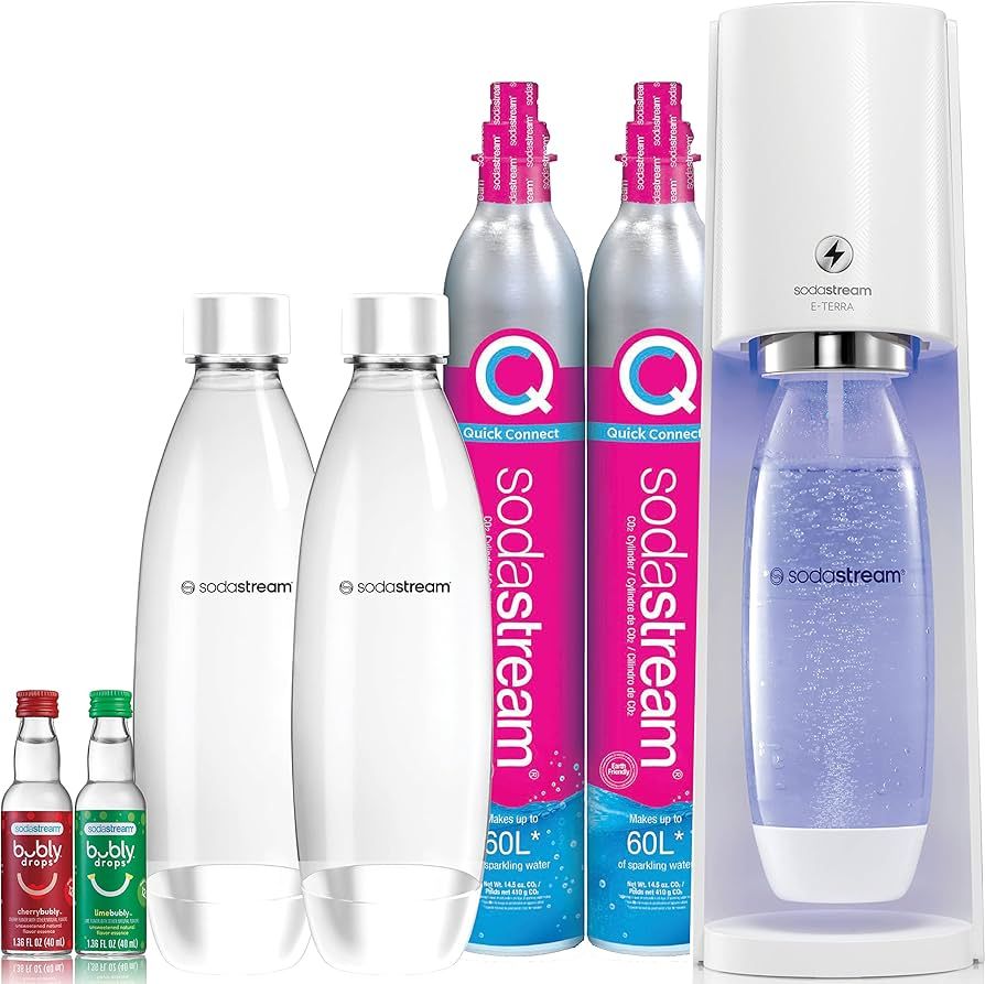 SodaStream E-TERRA Sparkling Water Maker Bundle (White), with CO2, Carbonating Bottles, and bubly... | Amazon (US)